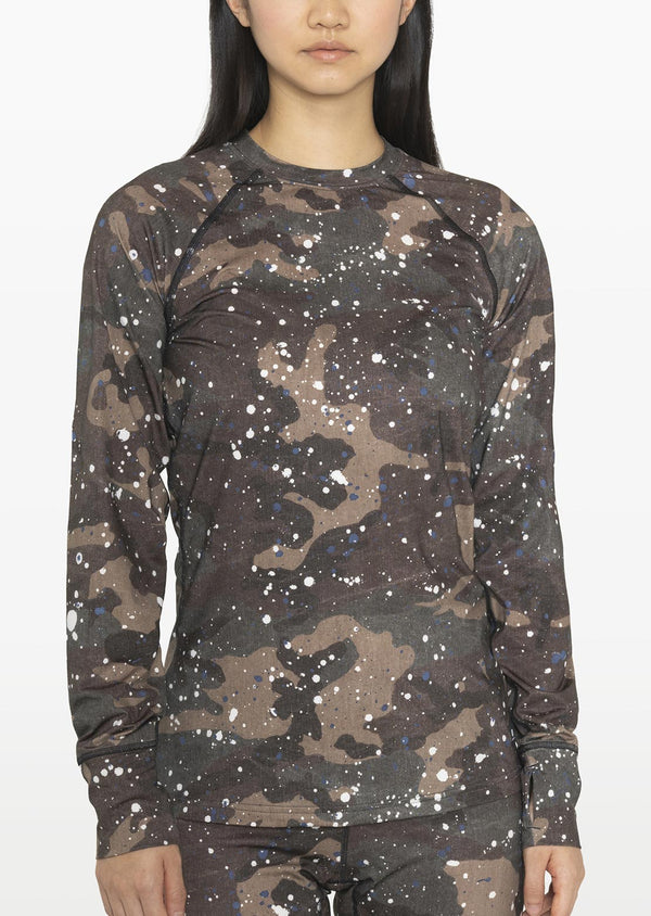 Sky Recycled Base Layer LS T-Shirt - Charcoal Camo Pattern