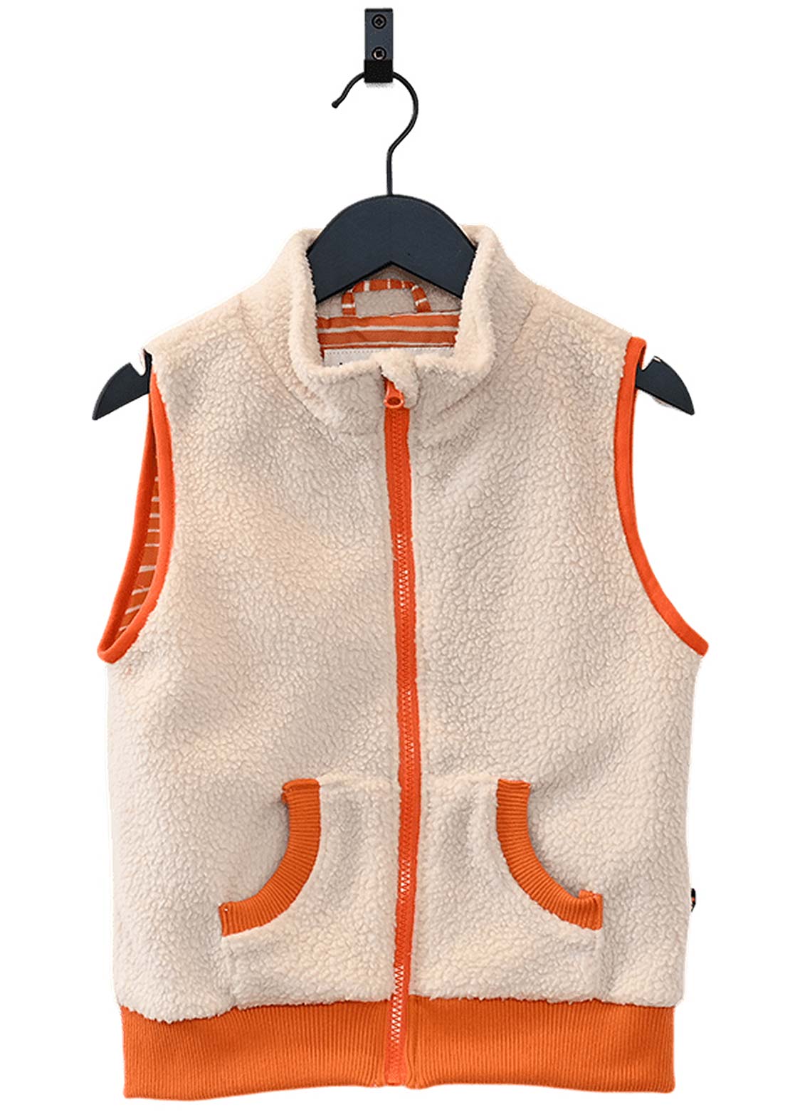 Ducksday Junior Teddy Fleece Bodywarmer Ecru/Orange