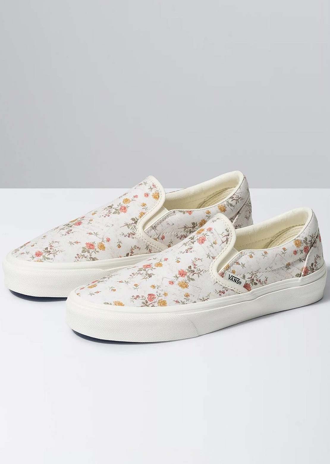 Vans vintage floral on sale marshmallow slip on