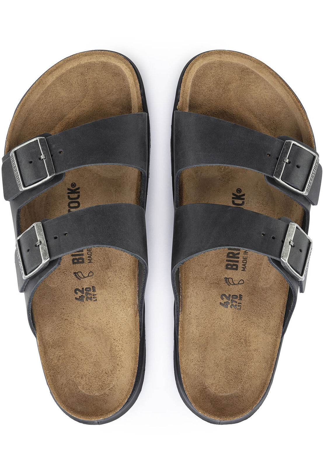 Birkenstock Men&#39;s Arizona Crosstown Oiled Leather Sandals Black