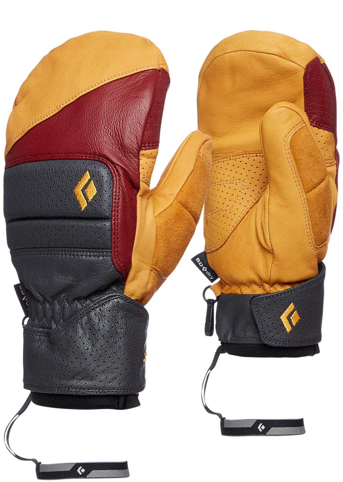 Black Diamond Men&#39;s Johnny Mitts Amber/Dark Crimson