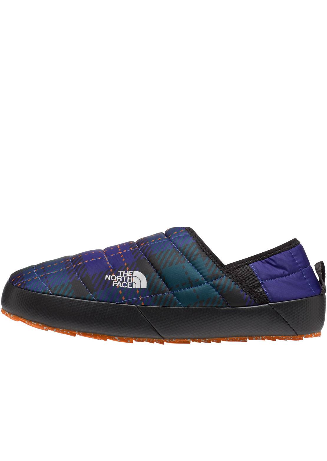 The North Face Women&#39;s ThermoBall Traction Mule V Slippers Ponderosa Green Medium Icon Plaid Print/Lapis Blue