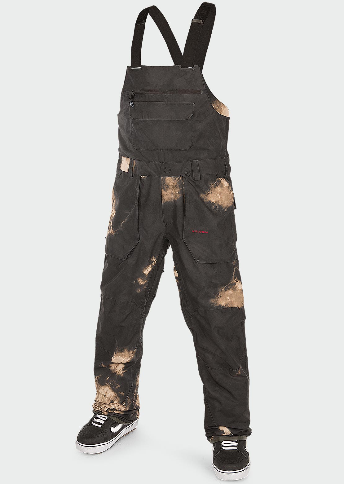 Volcom Men&#39;s Roan Bib Overall Pants Bleached Black