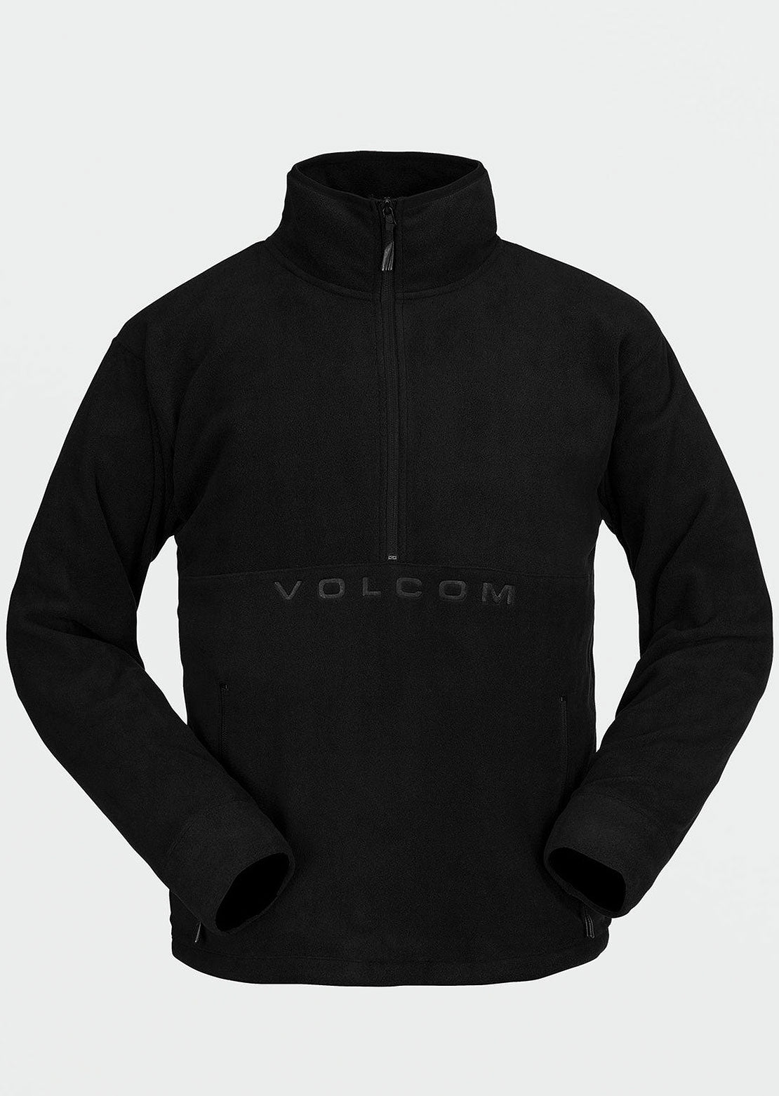 Mens Polar Fleece Hooded 1/2 Zip Pullover - Black – Volcom US